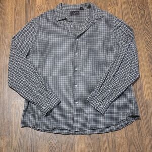 Mens XXL Black & Brown Plaid Long Sleeve Button Down Shirt 1826 D54